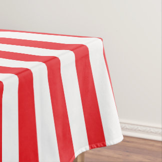 Red and White Thick Stripes Tablecloth