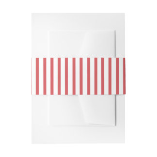 Red and White Thin Stripe Invitation Belly Band