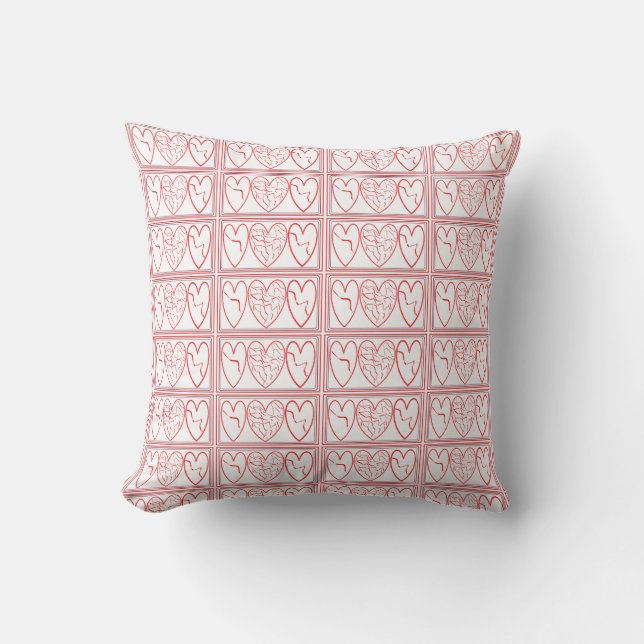 Red and White Throw Pillows for Bed Couch or Sofa (Front)
