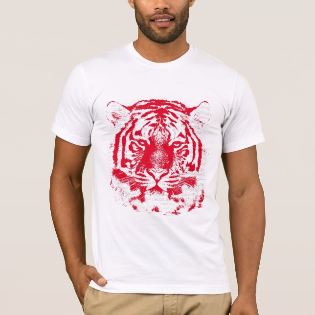 Red and white Tiger Face T-Shirt (Front)
