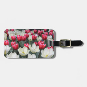 Red and White Tulips Luggage Tag Personalised