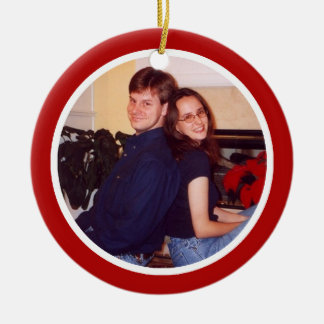 Red and White - Two Sided Ceramic Tree Decoration