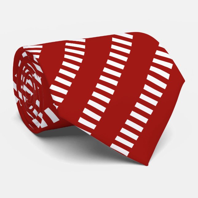 Red and White Unique Pattern Tie (Rolled)