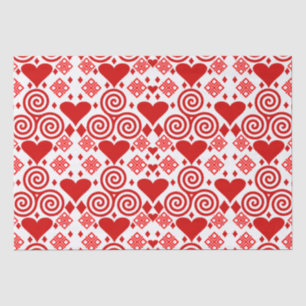 Red and White Valentine Heart Pattern Tissue Paper