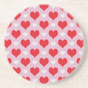 Red and white valentine hearts pattern coaster