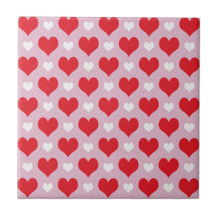 Red and white valentine hearts pattern tile