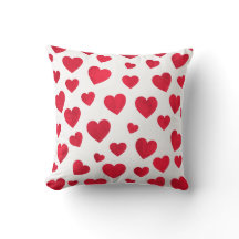 Red and White Valentine's Day Pillow with red hear