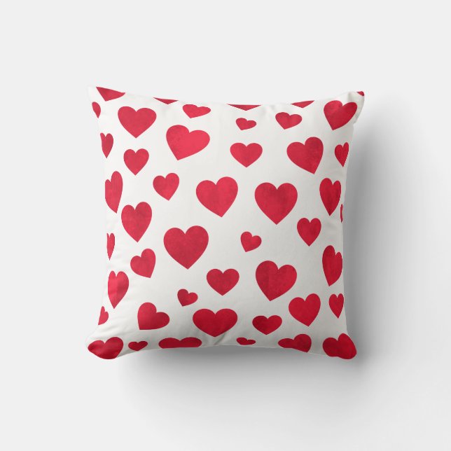 Red and White Valentine's Day Pillow with red hear (Front)