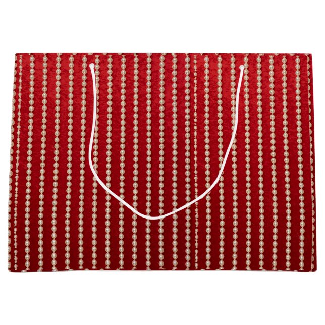 Red and White Velvet-Look Large Gift Bag (Front)