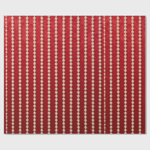 Red and White Velvet-look Pearl Design Wrapping Paper