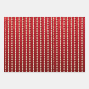 Red and White Velvet-Look Wrapping Paper Sheet