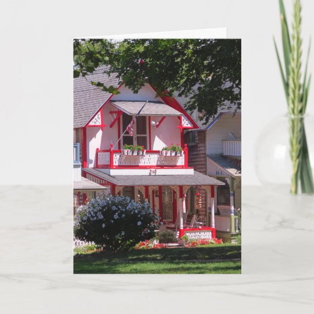Red and White Victorian - Martha's Vineyard Card (Front)