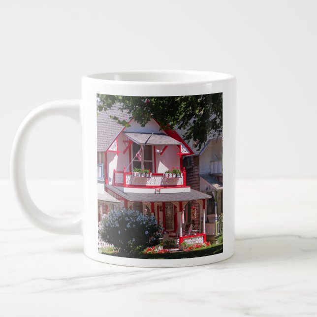 Red and White Victorian - Martha's Vineyard Large Coffee Mug (Left)