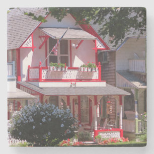 Red and White Victorian - Martha's Vineyard Stone Coaster