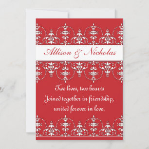 Red and White Victorian Style Wedding Invitation