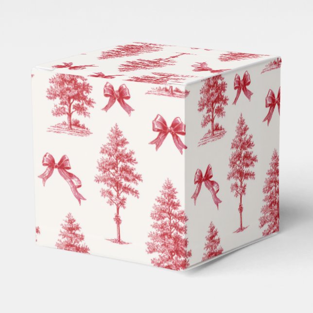 Red and White Vintage Christmas Gift  Favour Box (Front Side)