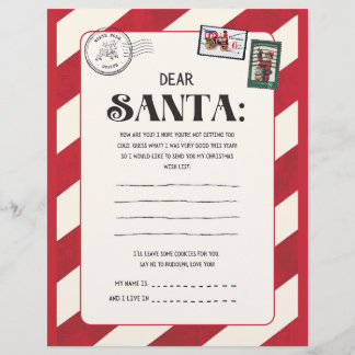 Red and White Vintage Christmas Santa Letter. Flyer