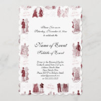Red and White Vintage Fashion French Toile