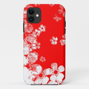 Red and white vintage flower pattern iPhone 11 case