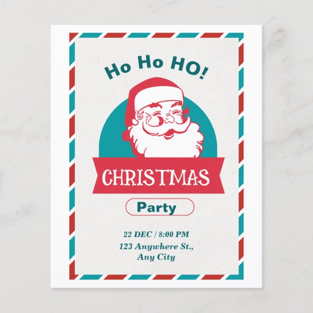 Red and White Vintage Santa Christmas Party  Flyer (Front)