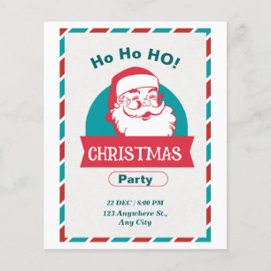 Red and White Vintage Santa Christmas Party  Flyer