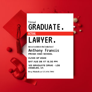 Red and White Virtual Student Graduate Party Invitation