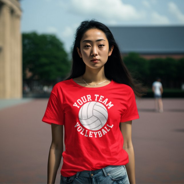 Red and White Volleyball Team Name Women's T-Shirt