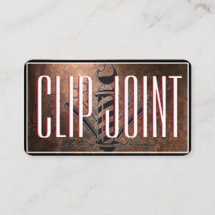 Red and White  w/BarberPole, Straight Razor Business Card