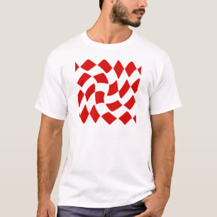 Red and White Warp Chequerboard T-Shirt