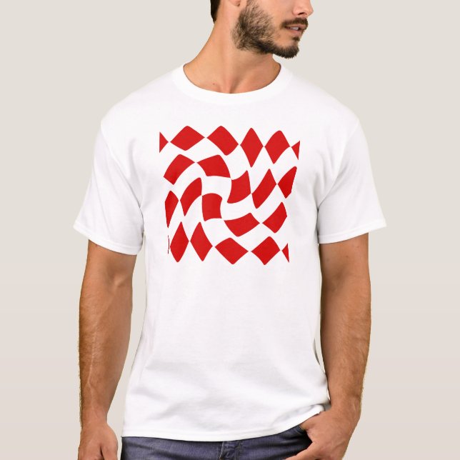 Red and White Warp Chequerboard T-Shirt (Front)
