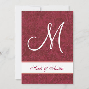 Red and White Watercolor Damask Wedding G208 Invitation