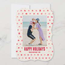 Red and White Watercolor Polka Dots Custom Photo