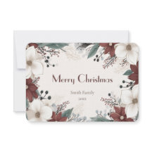 Red And White Watercolour floral Christmas