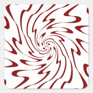 Red and White Wave Swirl Decorative Art Square Sticker