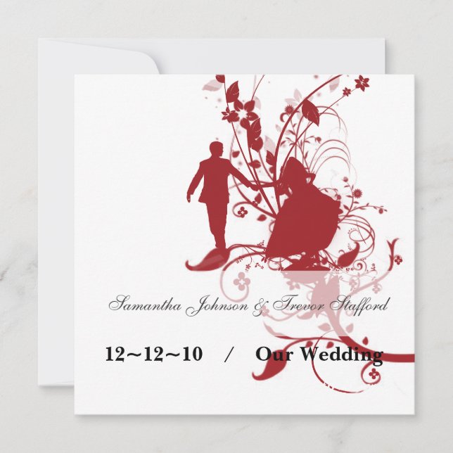 Red and White Wedding Announcements (Front)