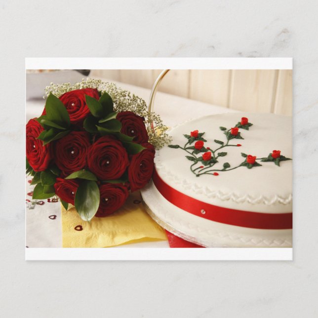 Red and White Wedding Cake Postcard (Front)
