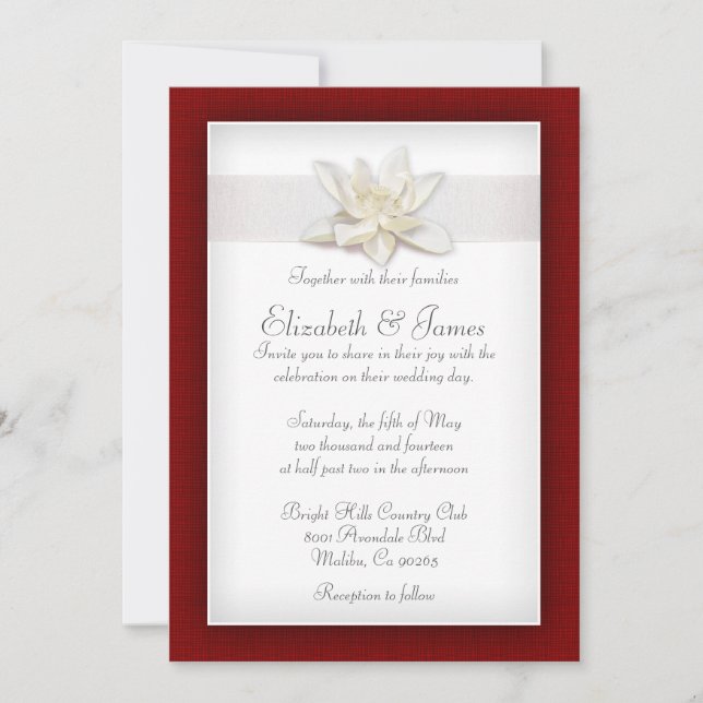 Red And White Wedding Invitations (Front)