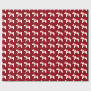 Red and White Willow Horse Wrapping Paper