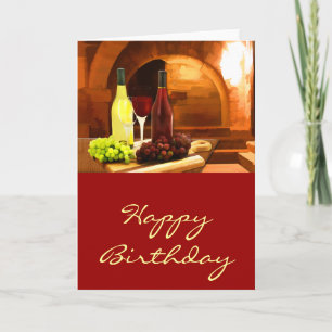 Red and White Wine in the Cellar Birthday Card