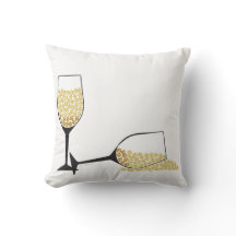Red and White Wine Paw Print Pillow