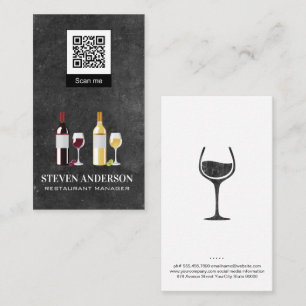 Red and White Wine   Restaurant   qr code Business Card
