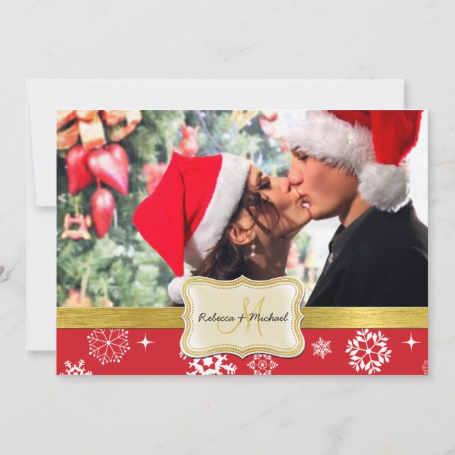 Red and White Winter Snowflakes Wedding invites (Front)