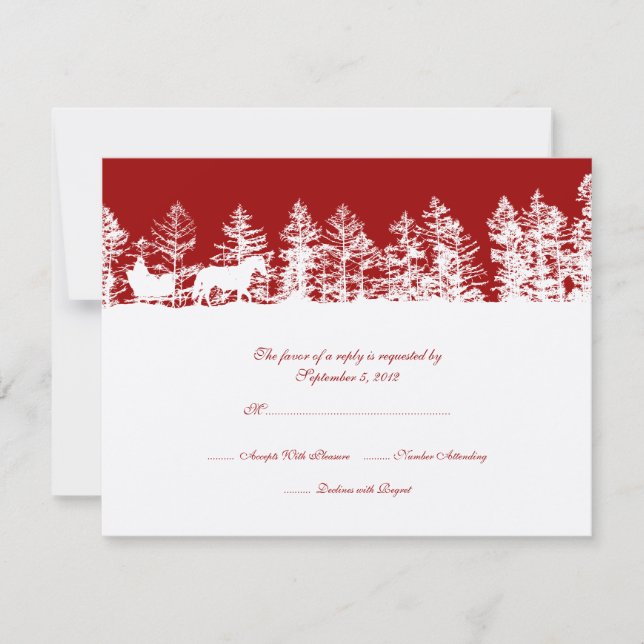 Red and White Winter Wedding RSVP (Front)
