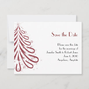 Red and White Winter Wedding Save the Date