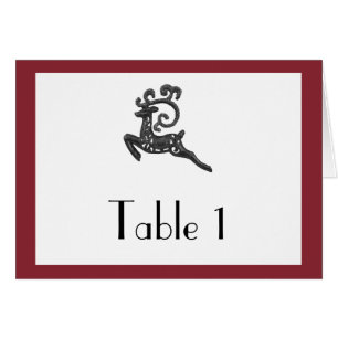 Red and White Winter Wedding Table Number