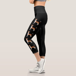 Red And White Wire Haired Ibizan Hound Cartoon Dog Capri Leggings