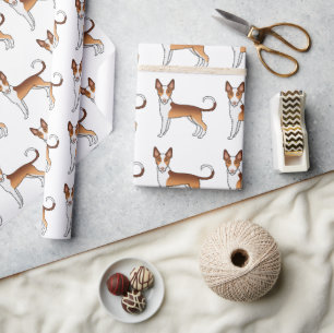 Red And White Wire Haired Ibizan Hound Dog Pattern Wrapping Paper