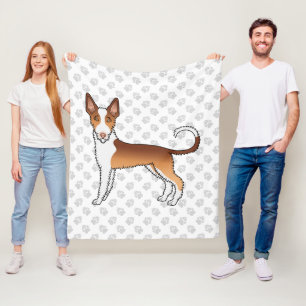 Red And White Wire Haired Ibizan Hound Dog & Paws Fleece Blanket