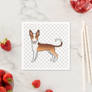 Red And White Wire Haired Ibizan Hound Dog & Paws Napkin