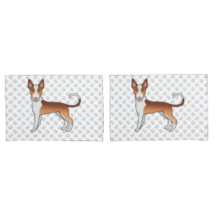 Red And White Wire Haired Ibizan Hound Dog & Paws Pillowcase